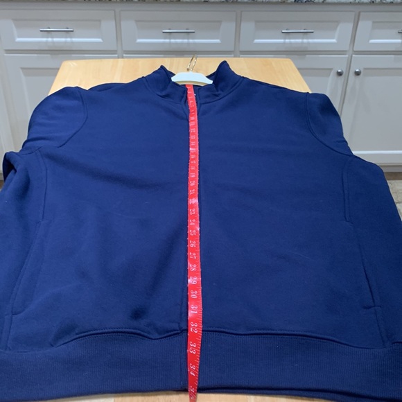 Sport-Tek size 2XL navy blue fleece zipper jacket with inside & Outside pockets. - Picture 9 of 15